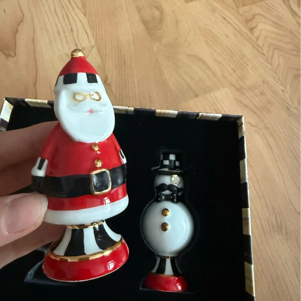 Mackenzie-Childs Salt & Pepper Shaker Santa & Snowman - Picture 5 of 8